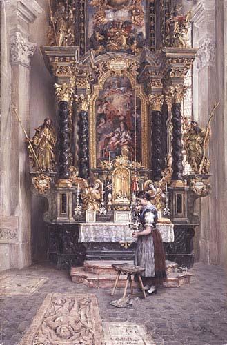 unknow artist Madchen vor dem Anna-Altar in der Stadtpfarrkirche in Rattenberg in Tirol,